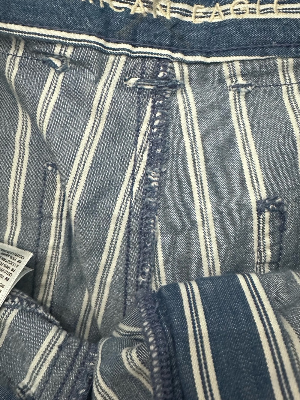 American Eagle Outfitters Blue and White Vertical Stripe Wide-Leg Pants Size 8 - Picture 12 of 14
